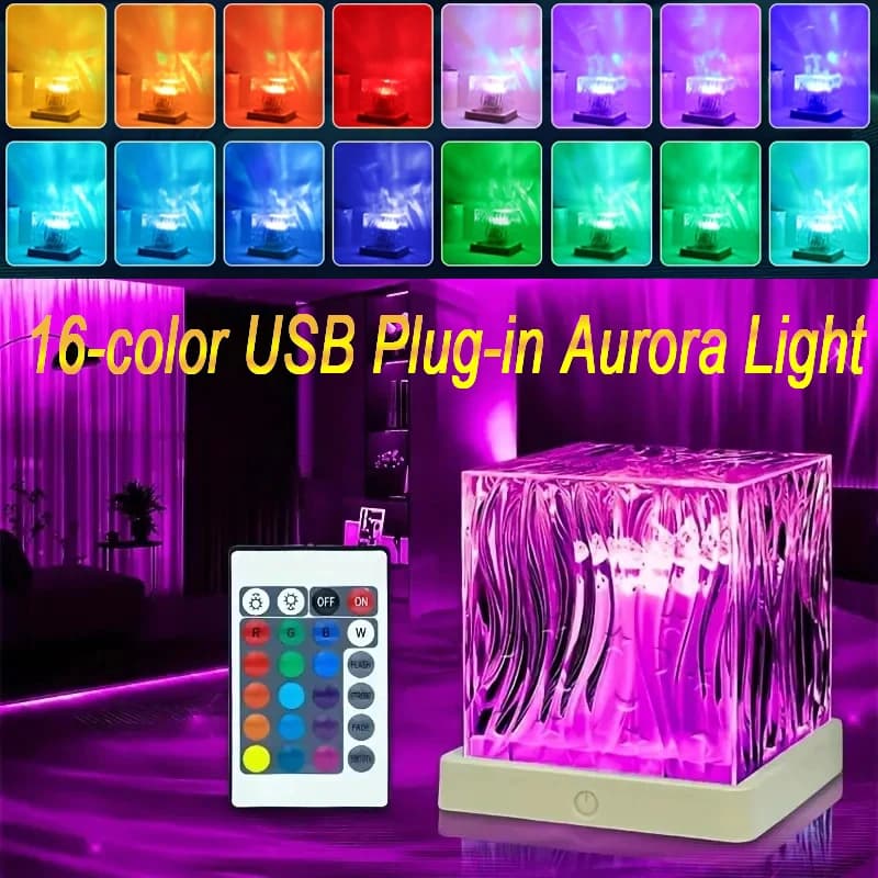 Projektor LED Ocean Aurora 16 kolorów RGB Nocne lampki na pilota